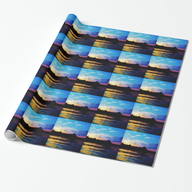 Rainbow-Sonnenuntergang auf dem Bergsee Geschenkpapier (Ungerollt)