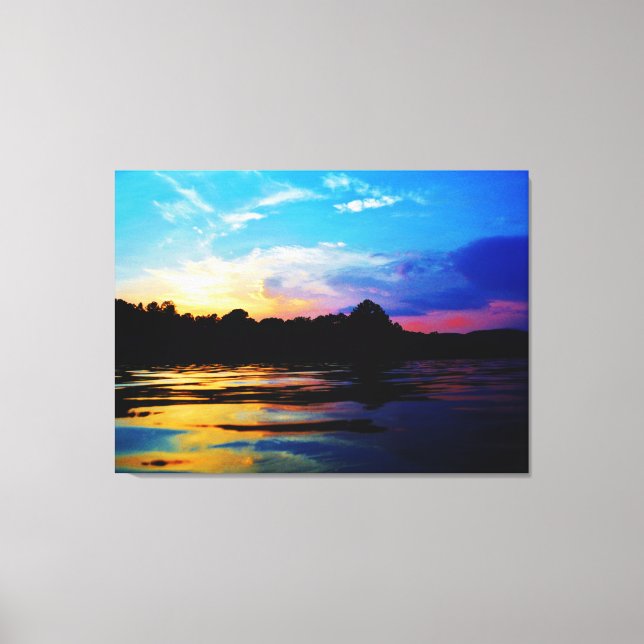 Rainbow-Sonnenuntergang auf dem Bergsee Leinwanddruck (Vorderseite)