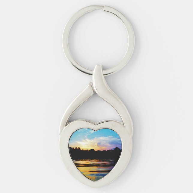 Rainbow-Sonnenuntergang auf dem Bergsee Schlüsselanhänger (Vorderseite)