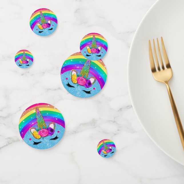 Rainbow Sparkle Glittery Unicorn Horn Face Party Konfetti (Gruppe)