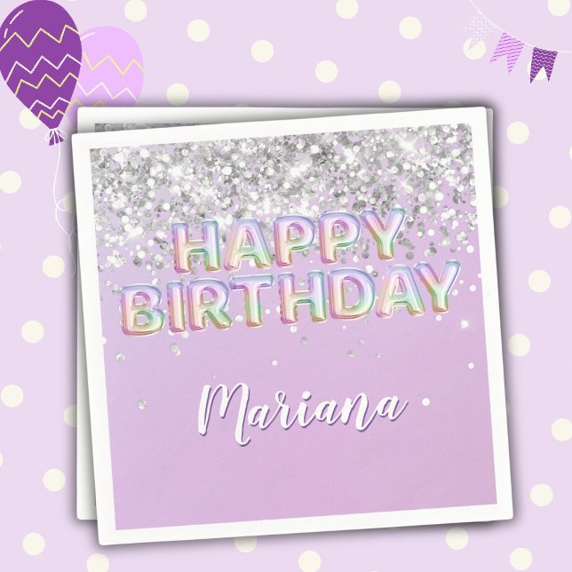 Rainbow Sparkle Glitzer Girl Birthday Party Serviette (Von Creator hochgeladen)