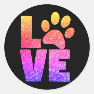 Rainbow Sparkle - Liebe auf Schwarz einfügen Runder Aufkleber