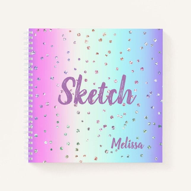 Rainbow Sparkle Monogram Sketchbook Notizbuch (Vorderseite)