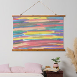 Rainbow Spectrum Abstrakt Wandteppich Mit Holzrahmen