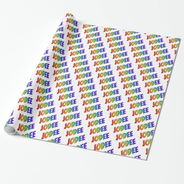 Rainbow Spectrum Pattern Vorname "JODEE" Geschenkpapier (Ungerollt)