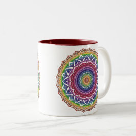 Rainbow Spiral and Geometric Blume Mandala Zweifarbige Tasse