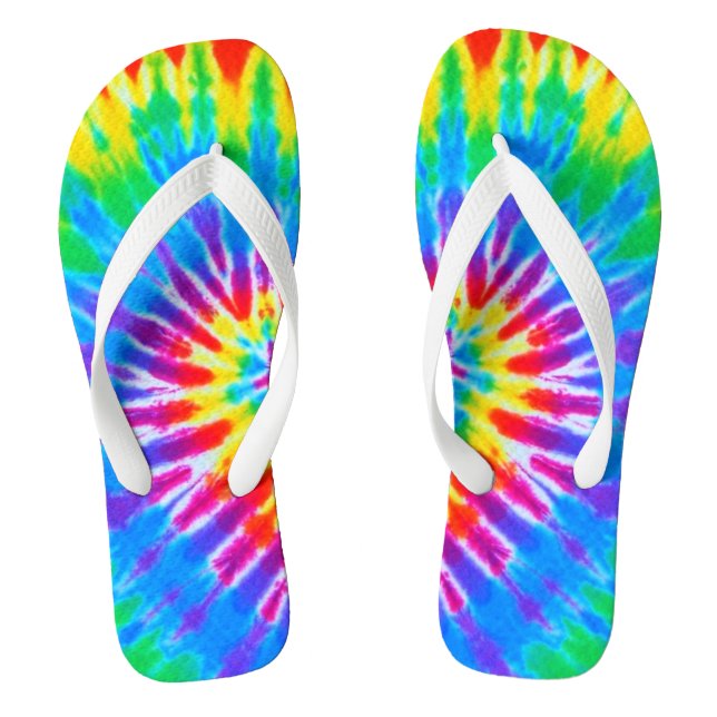 Rainbow Spiral Gefärbte Krawatte Flip Flops (Fußbett)