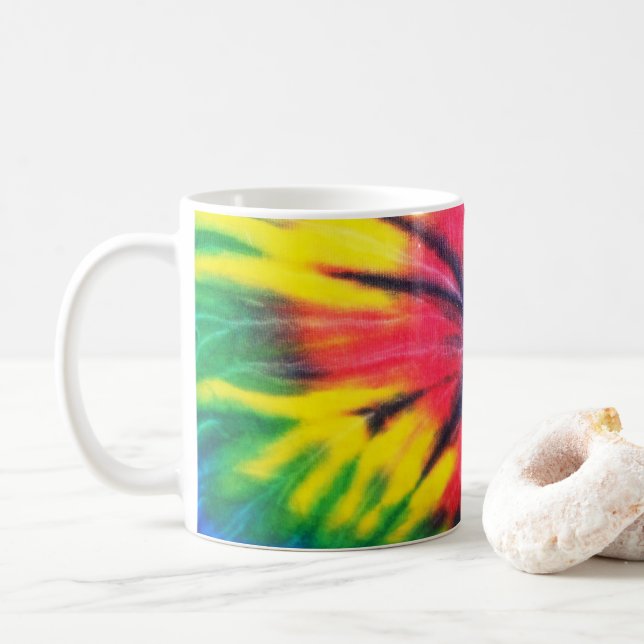 Rainbow Spiral Gefärbte Krawatte Foto Kaffeetasse (Mit Donut)