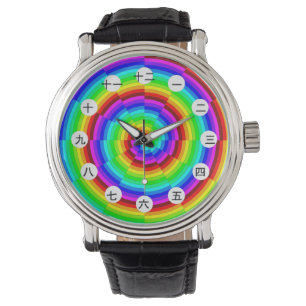 Rainbow Spiral (japanisches Gesicht) von Kenneth Y Armbanduhr