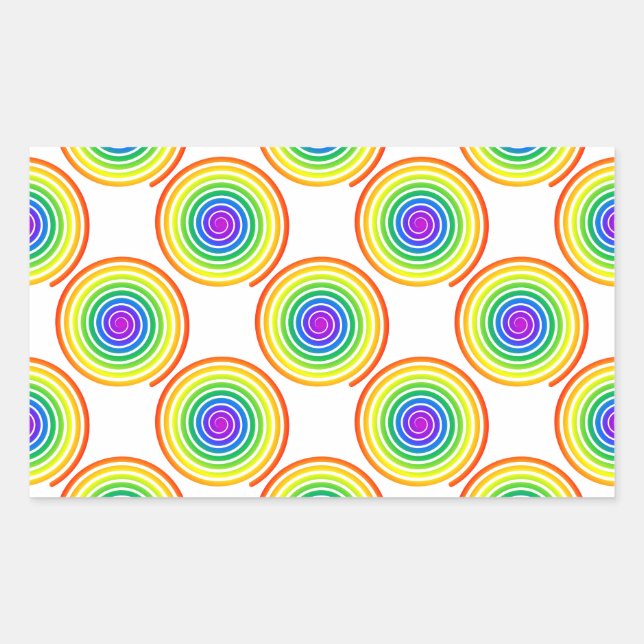Rainbow Spiral Muster Rechteckiger Aufkleber (Vorderseite)