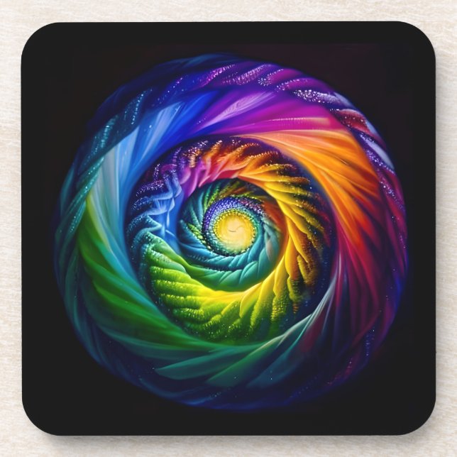 Rainbow Spiral Out Getränkeuntersetzer (Vorderseite)
