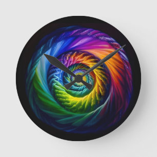 Rainbow Spiral Out Runde Wanduhr