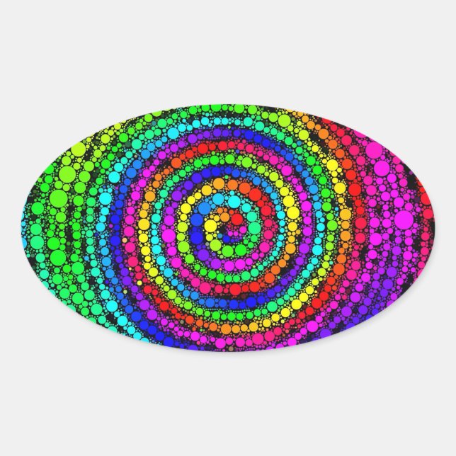 Rainbow Spiral Ovaler Aufkleber (Vorderseite)
