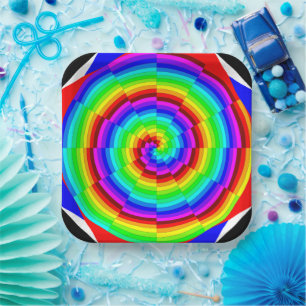 Rainbow Spiral von Kenneth Yoncich Pappteller