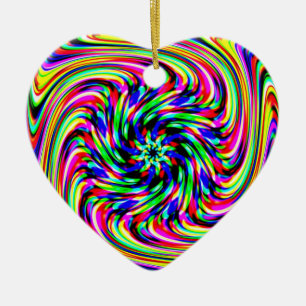 Rainbow Spiralherz Keramik Ornament