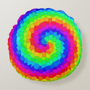 Rainbow-Spiralmosaik Rundes Kissen
