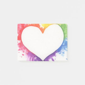 Rainbow Splash Herz Sticky Notizen