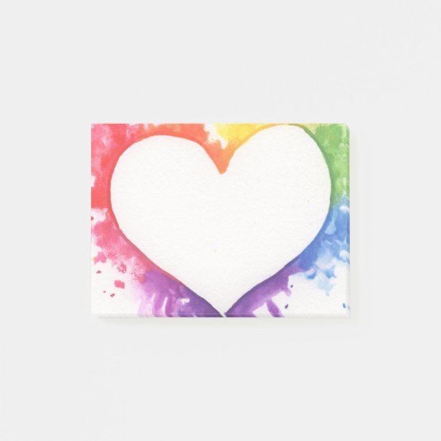 Rainbow Splash Herz Sticky Notizen (Vorderseite)