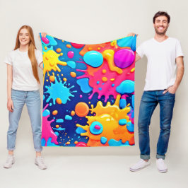 Rainbow Splash Paint Art Fleecedecke