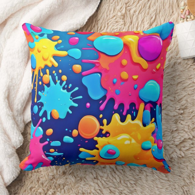 Rainbow Splash Paint Art Kissen (Decke)