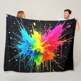 Rainbow Splash Powder Art Fleecedecke