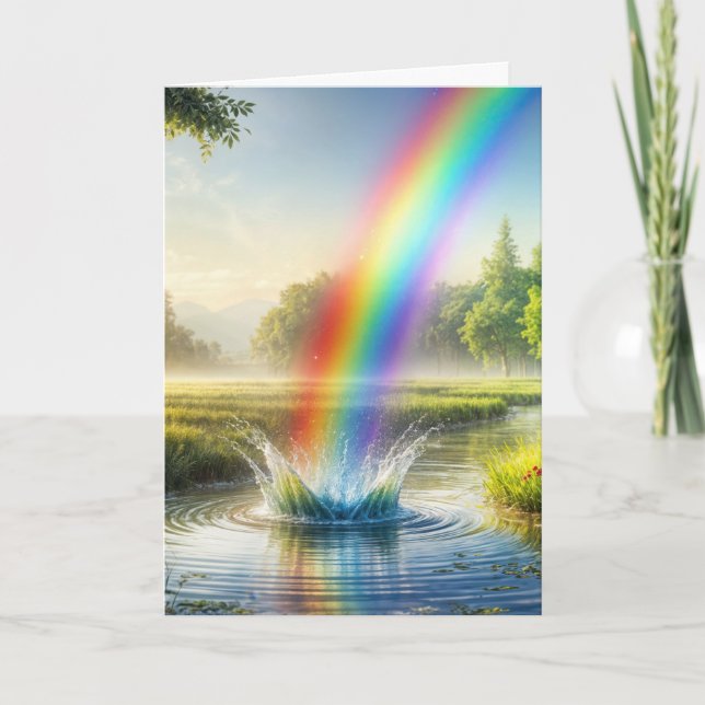 Rainbow Splashing am Geburtstag Karte (Vorderseite)