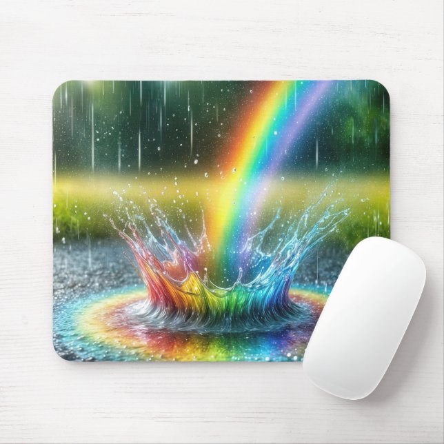 Rainbow-Splashing in einer Pfütze Mousepad (Mit Mouse)