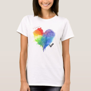 Rainbow Splatter Heart Logo d'amour t-shirt