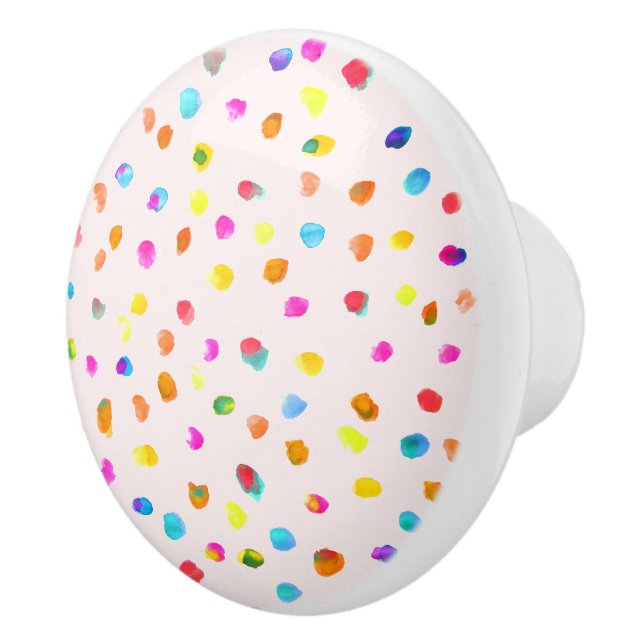 Rainbow-Spots auf weißen Kindern farbiges Kunstdes Keramikknauf (Rechts)
