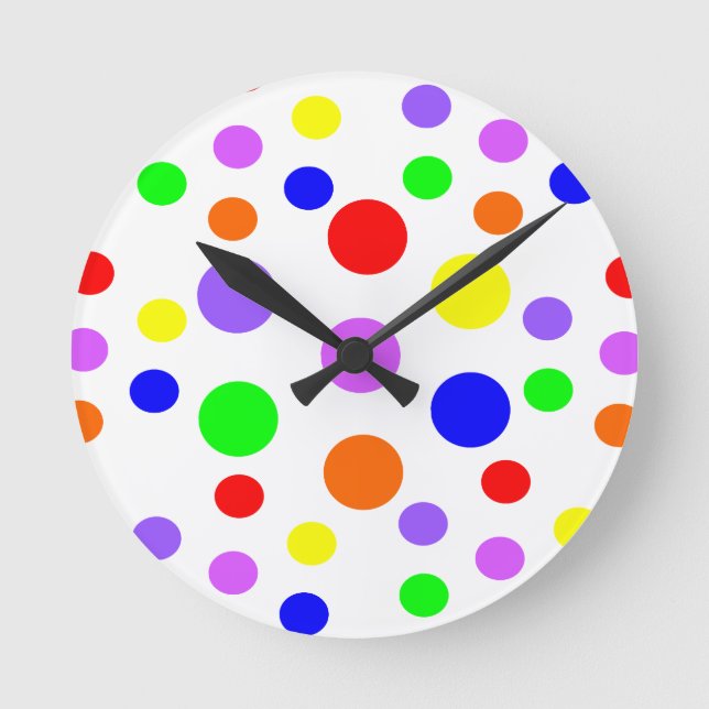 Rainbow Spots Wall Clock Runde Wanduhr (Vorderseite)
