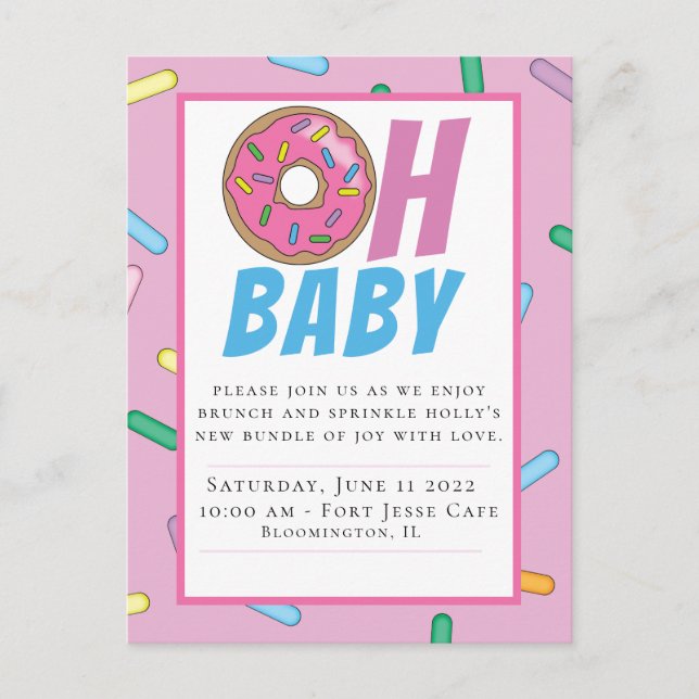 Rainbow Sprinkle Baby Dusche Postkarte Einladung (Vorderseite)