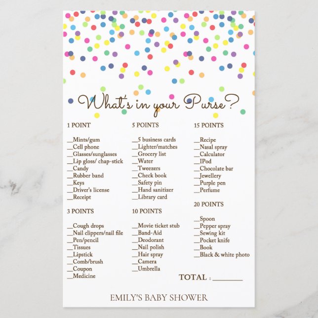 Rainbow Sprinkle Baby Showspiel DRUCKT (Vorderseite)