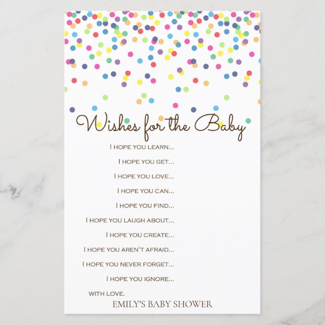 Rainbow Sprinkle Baby Showspiel DRUCKT (Vorderseite)