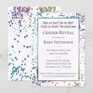 Rainbow Sprinkle Confetti   Pastel Gender Reveal Einladung