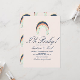 Rainbow Sprinkles Brush Stroke Baby Dusche Rosa Einladung