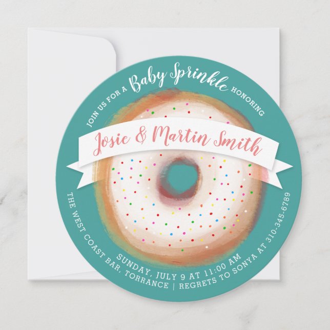 Rainbow Sprinkles Donut Baby Shower Sprinkle Einladung (Vorderseite)