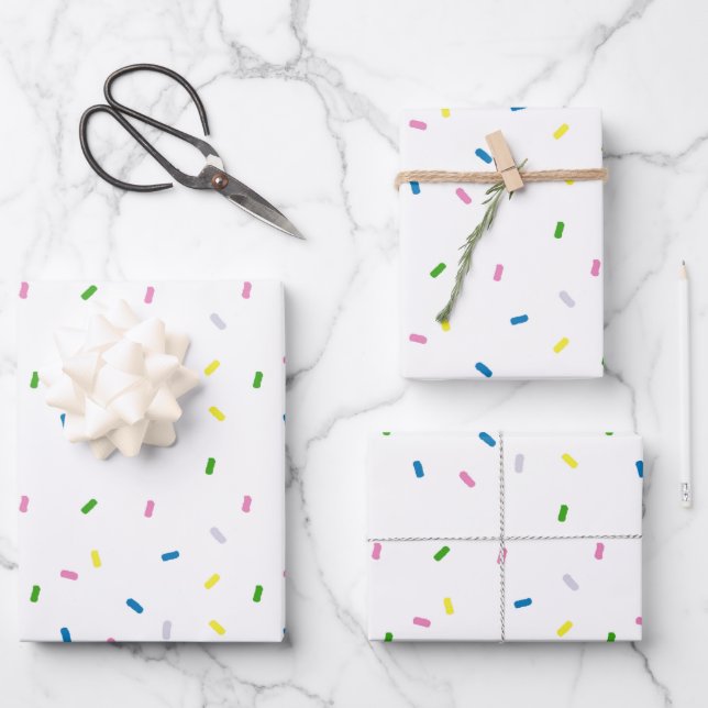 Rainbow Sprinkles Muster Geschenkpapier Set (Vorderseite)