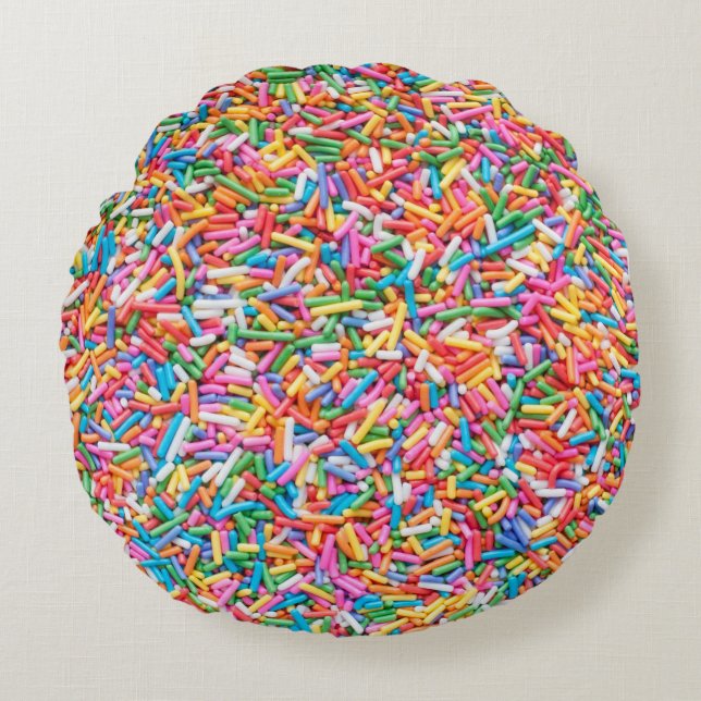 Rainbow-Sprinkles Rundes Kissen (Vorderseite)