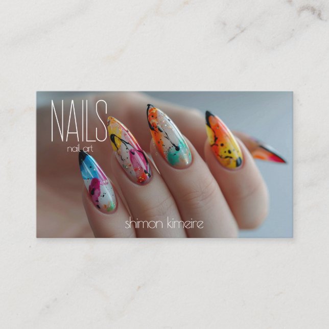 Rainbow Spritzer Nail Art Manicurist Loyalität Visitenkarte (Vorderseite)