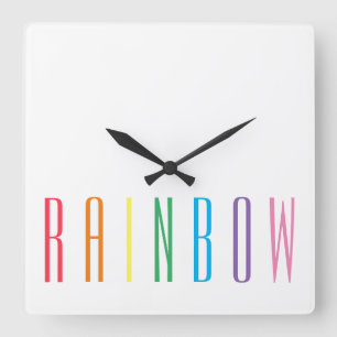 RAINBOW Square Wall Clock Quadratische Wanduhr