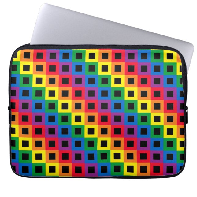 Rainbow Squares Black Laptopschutzhülle (Vorderseite)