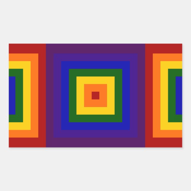 Rainbow Squares Rechteckiger Aufkleber (Vorderseite)