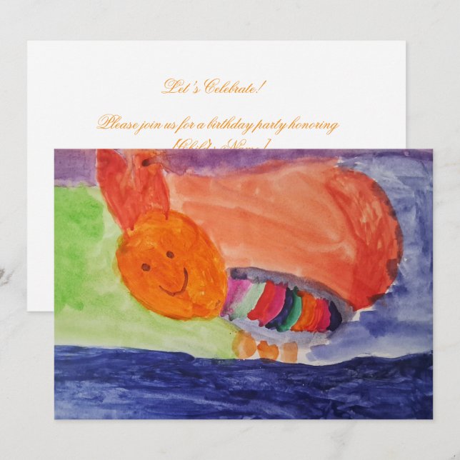 Rainbow Squirrel Kids Birthday Party Einladung (Vorne/Hinten)
