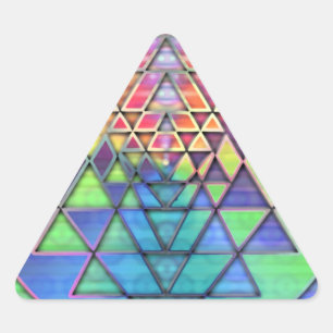 Rainbow Sri Yantra für Liebe & Wohlstand Dreieckiger Aufkleber