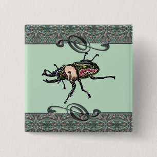 Rainbow Stag Beetle Button