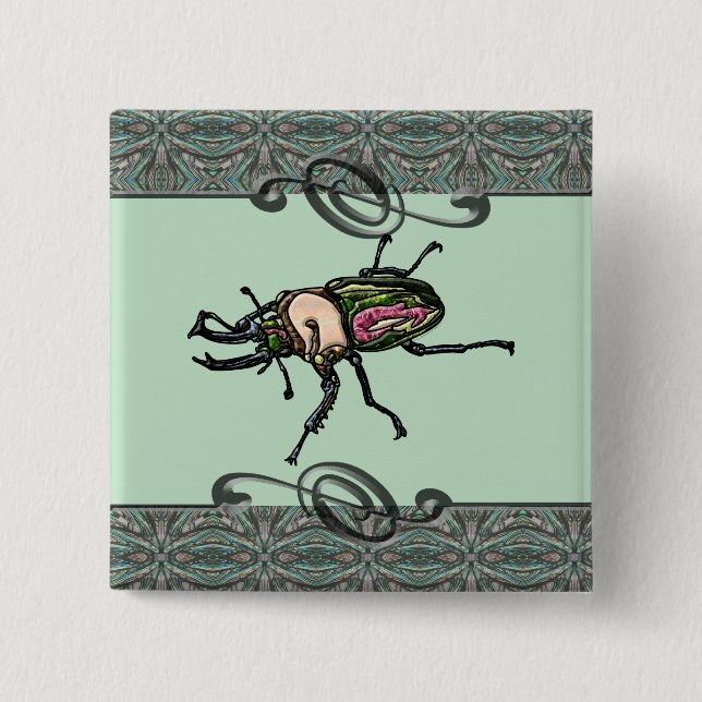 Rainbow Stag Beetle Button (Vorderseite)