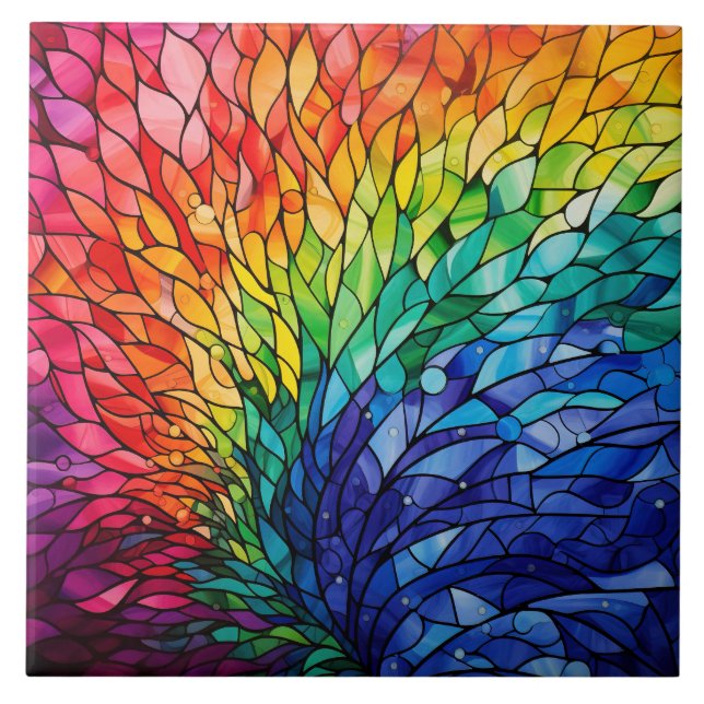 Rainbow Stained Glass  Fliese (Vorderseite)
