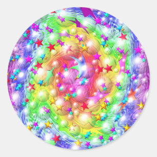 Rainbow Star Parade Runder Aufkleber