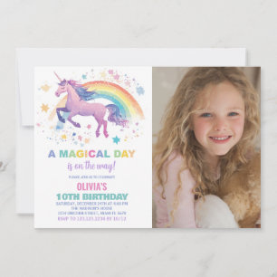 Rainbow Star Unicorn Anniversaire Invitations Phot