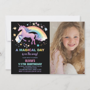Rainbow Star Unicorn Anniversaire Invitations Phot